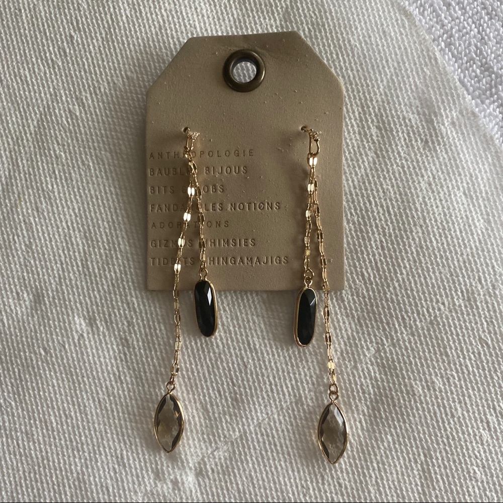 NWT Anthropology Cosmic Drop Earrings in Slate / Gold.